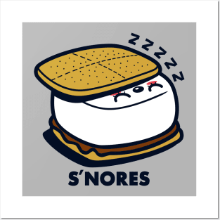 S'nores Cute Funny Kawaii Smores Snoring Sleeping Posters and Art